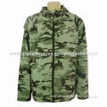 100% polyester men's camouflage jacket with zipper, winter proof